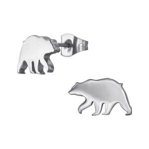 Stainless Steel Polar Bear Stud Earrings